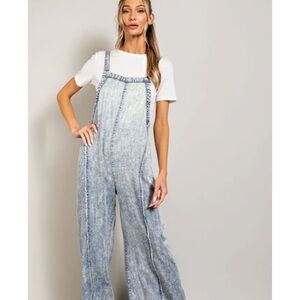 ee:some Mineral Washed Tie Dye Jumpsuit in Denim | Large | NWT | MSRP $75